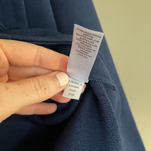 ATHLETA Cozy Karma Asym Pullover Blue Sz Small Long Sleeve Mock Neck Sweatshirt - Picture 14 of 14